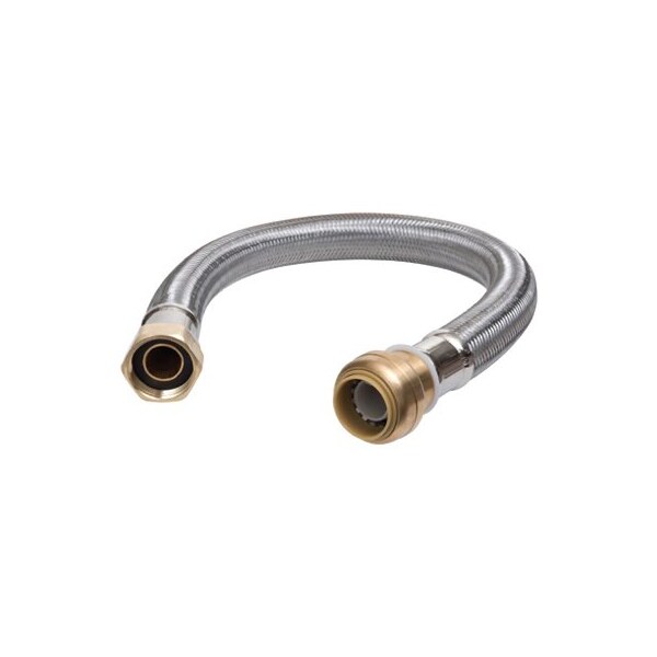 Sharkbite Braided Flexible Water Heater Connector, 3/4 in, FIP, Stainless Steel, 12 in L U3088FLEX12LF - main